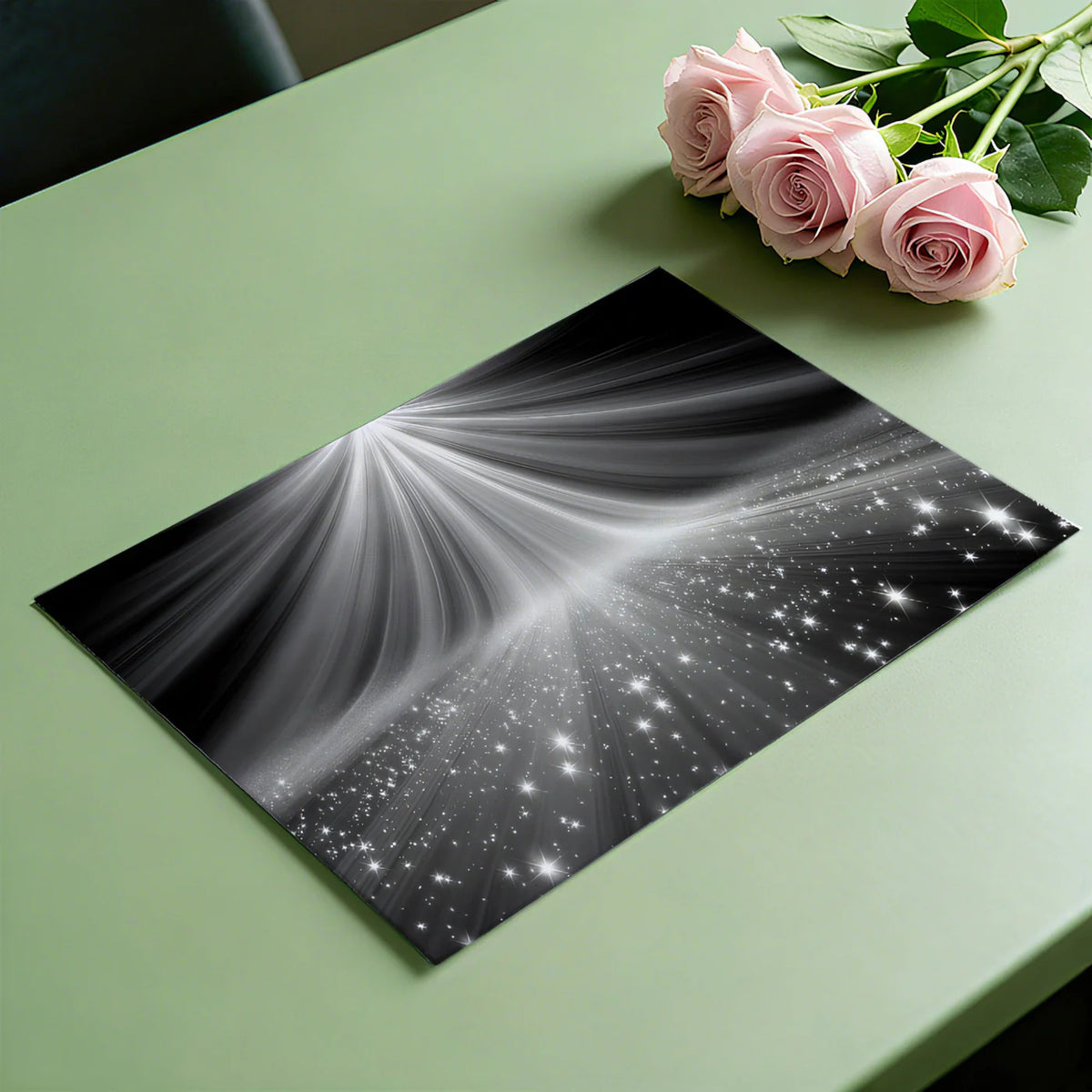 Stellar Radiance Light Beam Mural Wallpaper — Dramatic Monochrome Mural Wallpaper - room preview 03