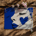 Blue Heart Portrait Mural Wallpaper — Urban Pop Art Sketch Mural Wallpaper - room preview 03