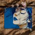 Blue Silhouette Portrait Mural Wallpaper — Modern Graphic Art Mural Wallpaper - room preview 03