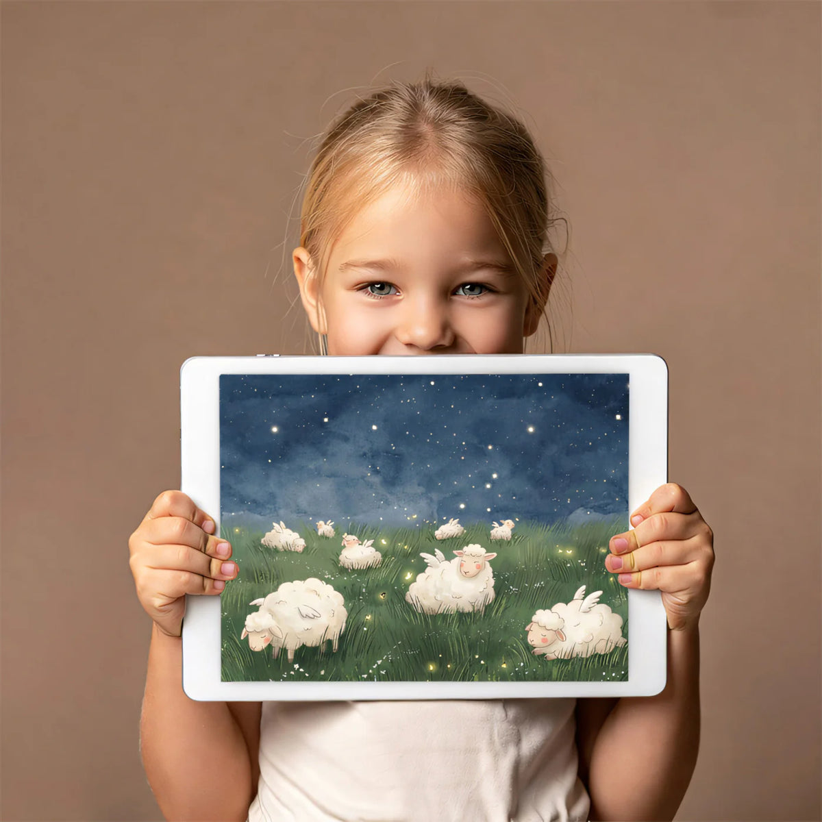 Winged Sheep Starry Meadow Mural Wallpaper — Whimsical Night Sky Mural Wallpaper - room preview 03