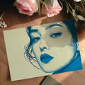 Stippled Portrait Mural Wallpaper — Blue Pop Art Graphic Design Mural Wallpaper - room preview 03