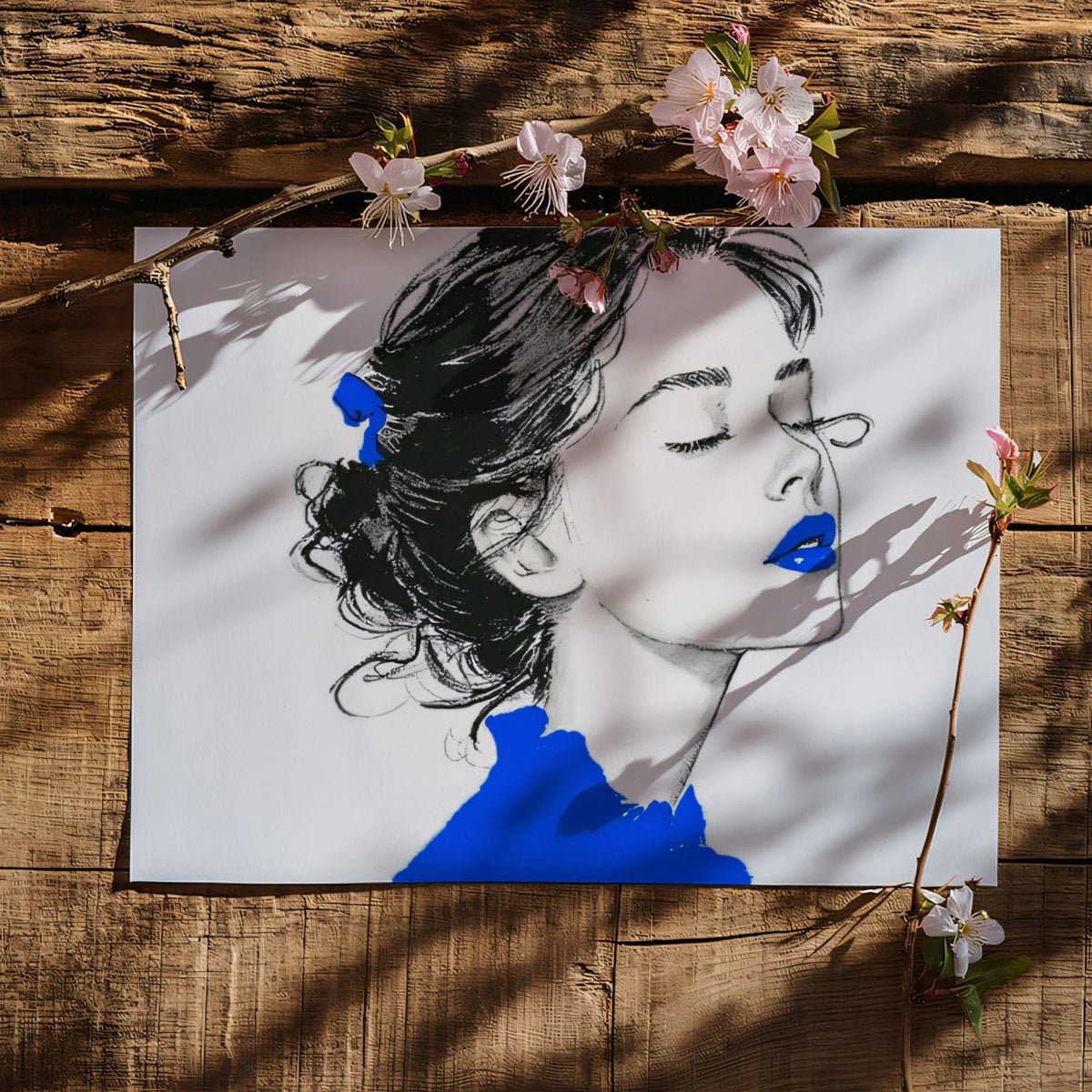Fashion Sketch Portrait Mural Wallpaper — Minimalist Ink Illustration Mural Wallpaper - room preview 03