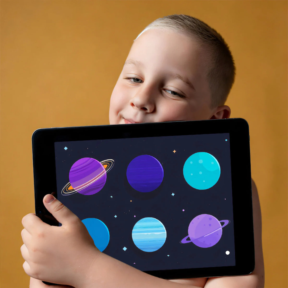 Cosmic Solar System Mural Wallpaper — Playful Planet Illustration Mural Wallpaper - room preview 03