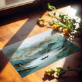 Teal Ink Wash Mountain Mural Wallpaper — Ethereal Landscape Mural Wallpaper - room preview 03
