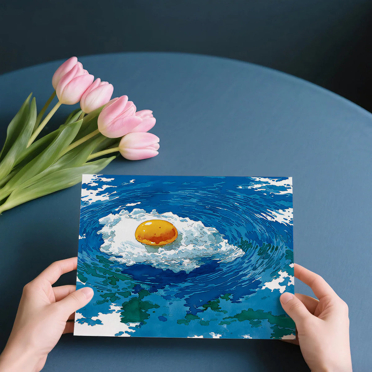 Fried Egg Water Splash Mural Wallpaper —Quirky Pop Art Design Mural Wallpaper - room preview 03