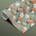 Vintage Peony Floral Mural Wallpaper — Soft Sage and Amber Botanical Mural Wallpaper - room preview 03