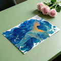 Ocean Spirit Wave Mural Wallpaper — Intricate Blue and Gold Design Mural Wallpaper - room preview 03