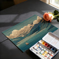 Japanese Woodblock Mountain Mural Wallpaper — Tranquil Lake View Mural Wallpaper - room preview 03
