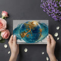 Celestial Earth Orb Mural Wallpaper — Aquatic Gold Fluid Art Mural Wallpaper - room preview 03