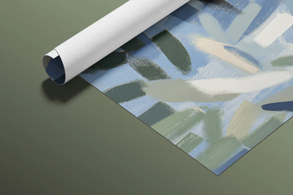 Abstract Painted Brushstroke Mural Wallpaper in Blue and Green Mural Wallpaper - room preview 03