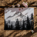 Stippled Alpine Peak Mural Wallpaper — Hand-Drawn Mountain Landscape Mural Wallpaper - room preview 03