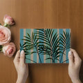 Striped Palm Leaf Mural Wallpaper — Botanical Retro Decor Mural Wallpaper - room preview 03