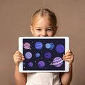 Cosmic Planets Pattern Mural Wallpaper — Whimsical Galaxy Theme Mural Wallpaper - room preview 03