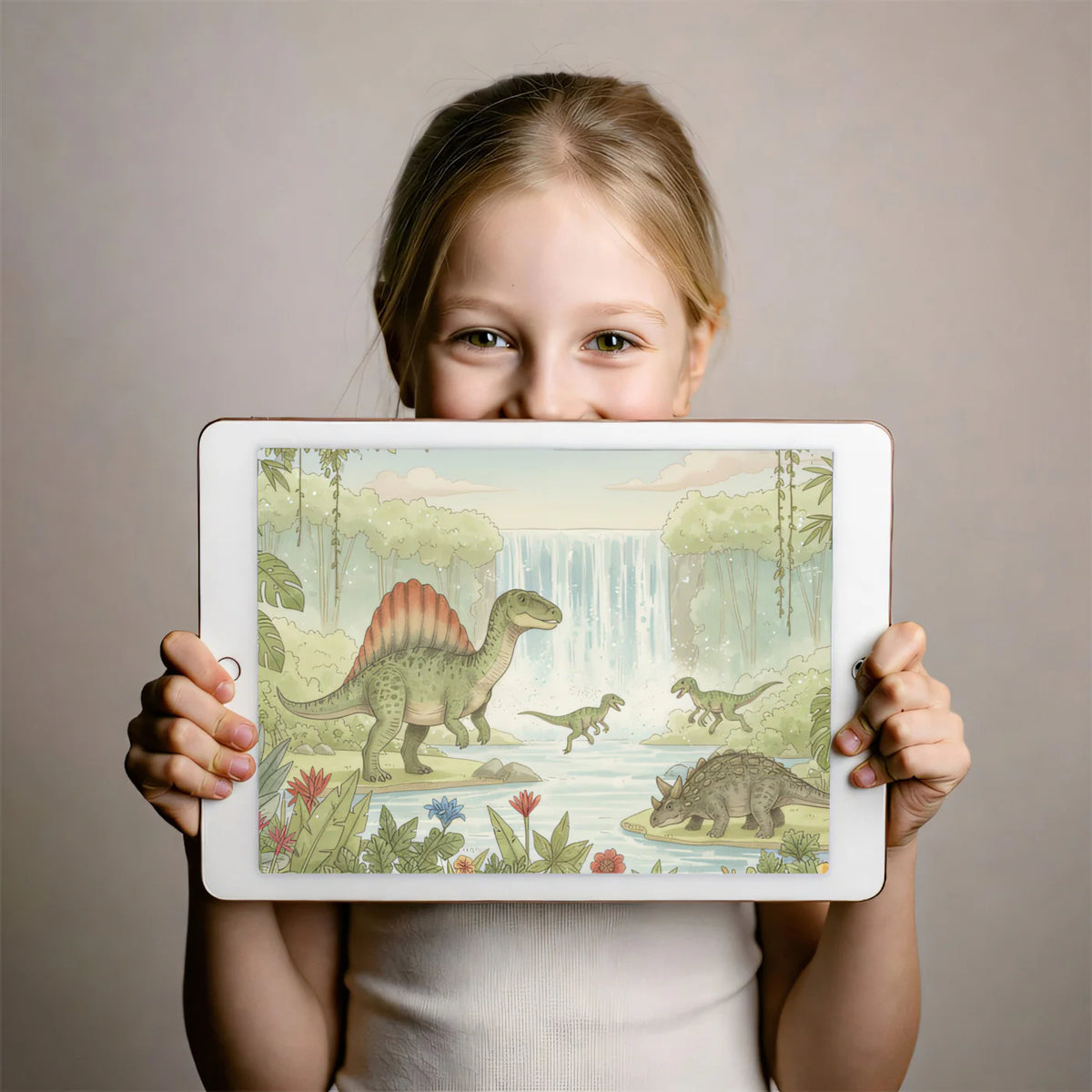 Watercolor Prehistoric Jungle Mural Wallpaper — Soft Earthy Tones Mural Wallpaper - room preview 03