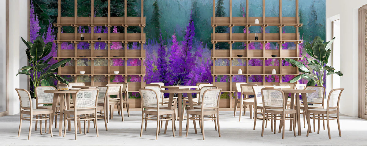 Impressionist Wildflower Meadow Mural Wallpaper — Artistic Floral Mural Wallpaper - room preview 03