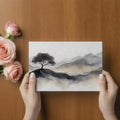 Minimalist Ink Wash Landscape Mural Wallpaper — Zen Tree Design Mural Wallpaper - room preview 03