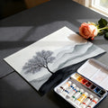 Ink Wash Mountain Solitary Tree Mural Wallpaper — Zen Landscape Mural Wallpaper - room preview 03