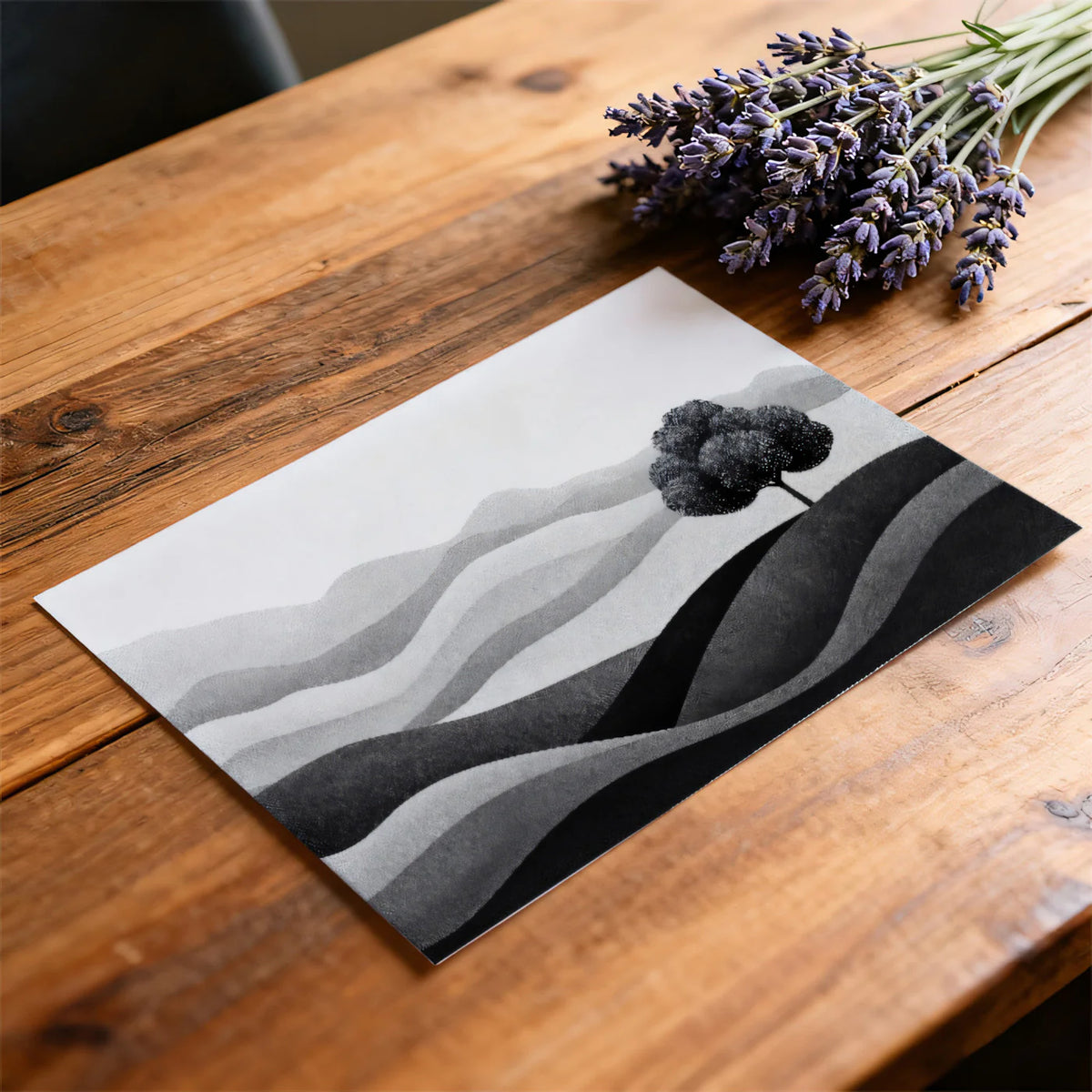 Minimalist Rolling Hills Mural Wallpaper in Monochrome Shades Mural Wallpaper - room preview 03