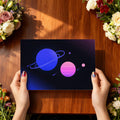 Minimalist Cosmic Planets Mural Wallpaper — Modern Synthwave Style Mural Wallpaper - room preview 03