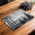 Stained Glass Mountain Forest Mural — Black and White Landscape Mural Wallpaper - room preview 03