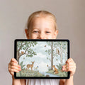 Watercolor Woodland Animals Mural Wallpaper — Artistic Forest Scene Mural Wallpaper - room preview 03