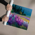 Purple Wildflower Meadow Mural Wallpaper — Impressionistic Landscape Mural Wallpaper - room preview 03