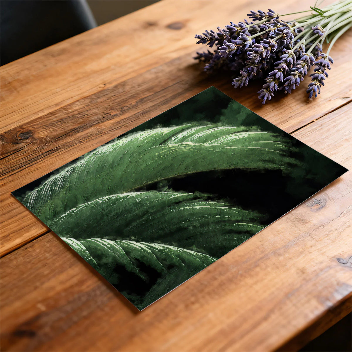 Deep Forest Fern Mural Wallpaper — Impressionistic Oil Painting Mural Wallpaper - room preview 03