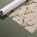 Vintage Cow Skull Western Mural Wallpaper —Rustic Beige Pattern Mural Wallpaper - room preview 03