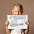 Sleeping Girl on Whale Mural Wallpaper — Whimsical Night Sky Art Mural Wallpaper - room preview 03