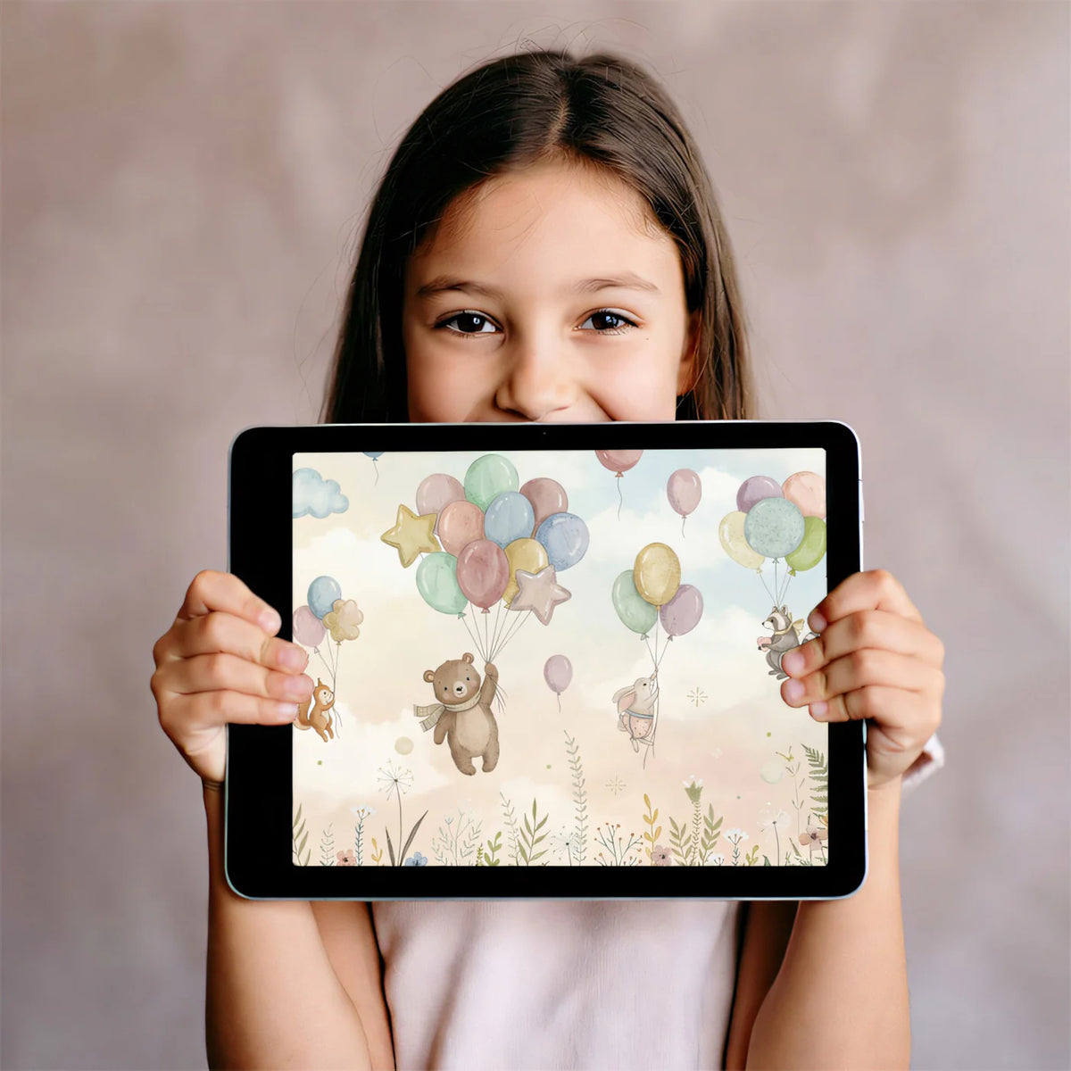 Floating Forest Friends Mural Wallpaper — Whimsical Nursery Decor Mural Wallpaper - room preview 03