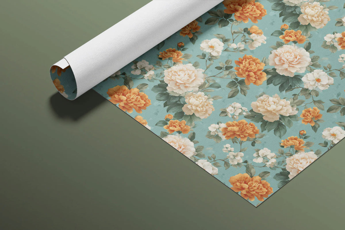 Vintage Peony Garden Mural Wallpaper — Retro Floral Bloom Mural Wallpaper - room preview 03