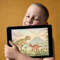 Prehistoric Dinosaur Landscape Mural Wallpaper in Soft Watercolor Mural Wallpaper - room preview 03