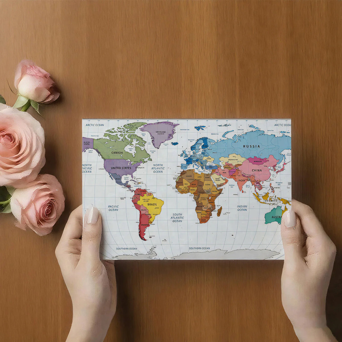 Educational World Map Mural Wallpaper in Vibrant Tones Mural Wallpaper - room preview 03