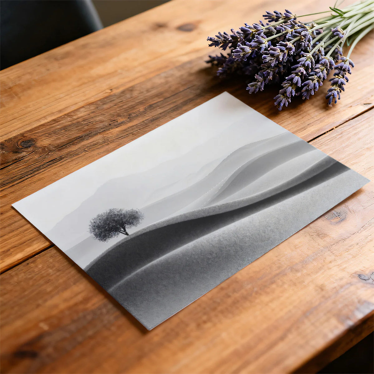 Solitary Tree in Desert Dunes Mural Wallpaper — Minimalist Landscape Mural Wallpaper - room preview 03