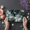 Abstract Petal Layers Mural Wallpaper in Sage and Charcoal Mural Wallpaper - room preview 03