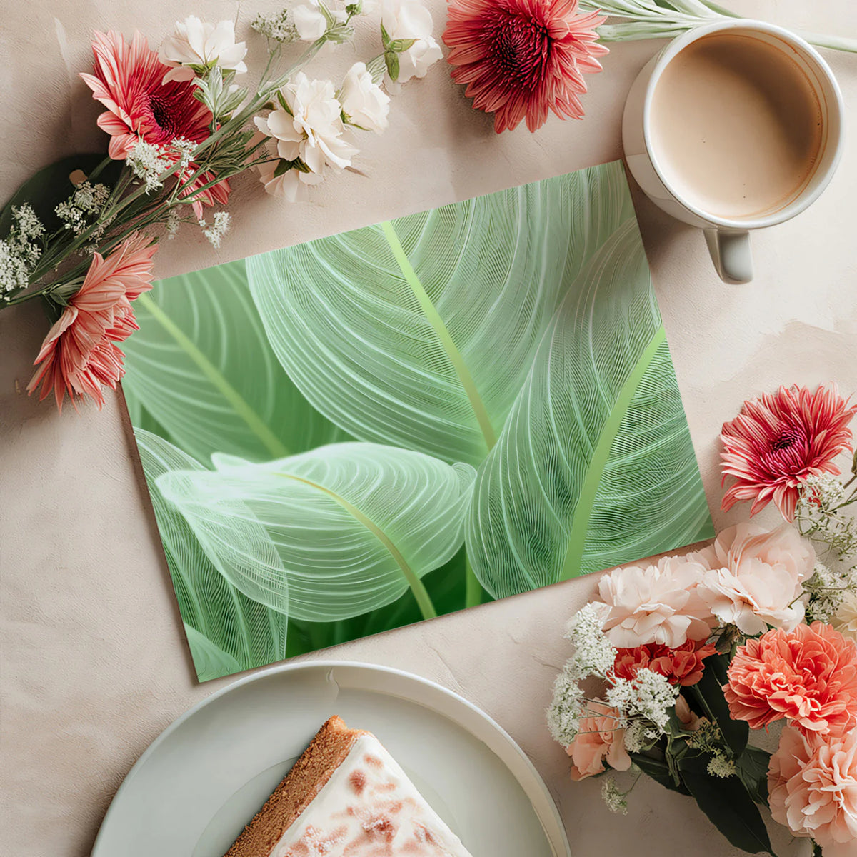 Macro Leaf Vein Mural Wallpaper — Modern Botanical Line Art Mural Wallpaper - room preview 03