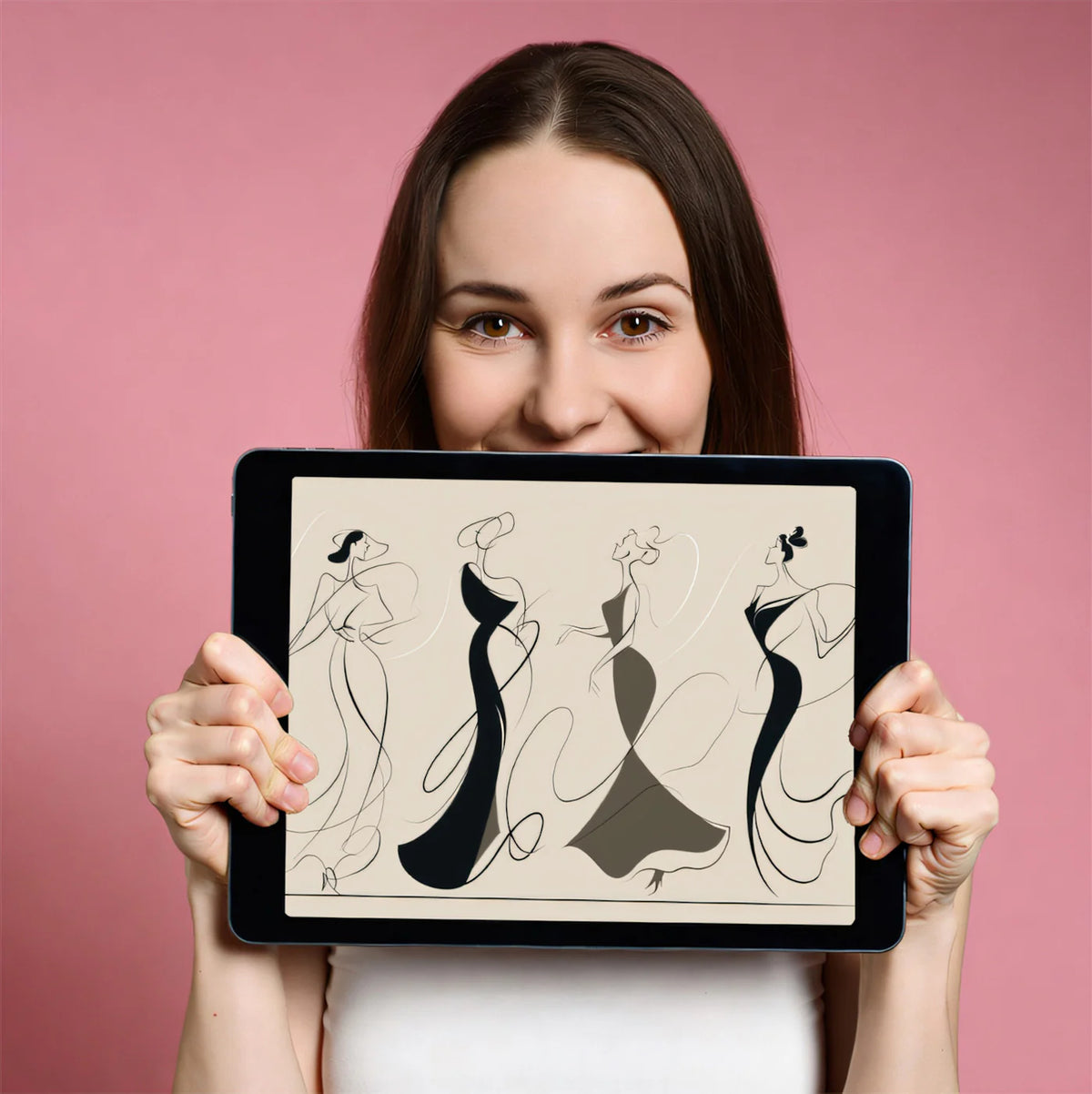 Fashion Silhouette Line Art Mural Wallpaper — Minimalist Chic Style Mural Wallpaper - room preview 03