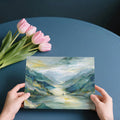 Impressionist Mountain Lake Mural Wallpaper — Painted Landscape Mural Wallpaper - room preview 03