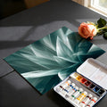 Crystalline Teal Botanical Mural Wallpaper — Modern Abstract Art Mural Wallpaper - room preview 03