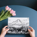Mountain Peak Landscape Mural Wallpaper — Detailed Sketch Design Mural Wallpaper - room preview 03