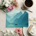 Misty Mountain Lake Mural Wallpaper — Teal Painterly Landscape Mural Wallpaper - room preview 03