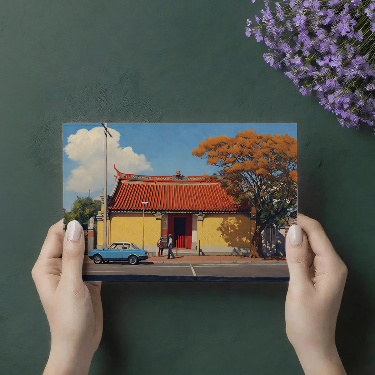 Chinese Street Scene Mural Wallpaper — Oil Painting Art Style Mural Wallpaper - room preview 03