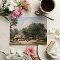 Vintage Tropical Village Mural Wallpaper — Colonial Landscape Art Mural Wallpaper - room preview 03