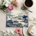 Chinoiserie Seascape Mural Wallpaper — Classic Blue and White Mural Wallpaper - room preview 03