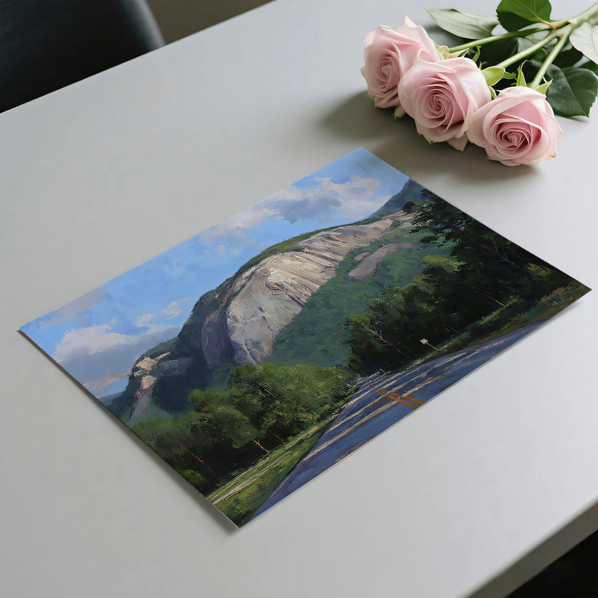 Mountain Highway Landscape Mural Wallpaper — Impressionist Horizon Mural Wallpaper - room preview 03