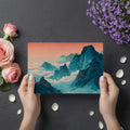 Teal Mountain Peaks Mural Wallpaper — Ethereal Sunset Landscape Mural Wallpaper - room preview 03