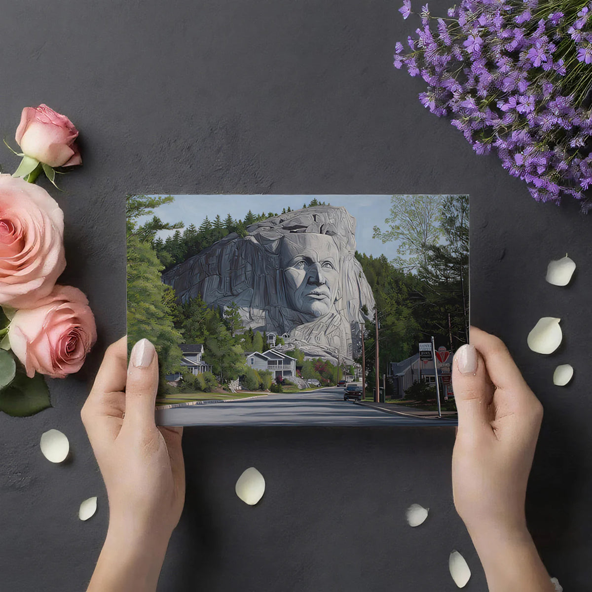 Carved Cliff Portrait Mural Wallpaper — Realistic Landscape Mural Mural Wallpaper - room preview 03