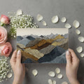 Topographic Mountain Line Mural Wallpaper — Earth Tone Modern Art Mural Wallpaper - room preview 03