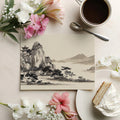 Zen Mountain Pavilion Mural Wallpaper — Traditional Ink Wash Style Mural Wallpaper - room preview 03
