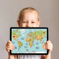 Illustrated World Map Kids Mural Wallpaper — Friendly Cartography Mural Wallpaper - room preview 03